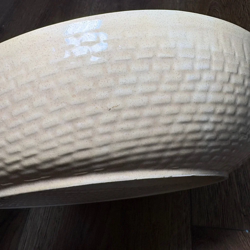 VTG Ceramic Sombrero Chip and Dip Serving Platter‎ Woven Texture USA Made 1986